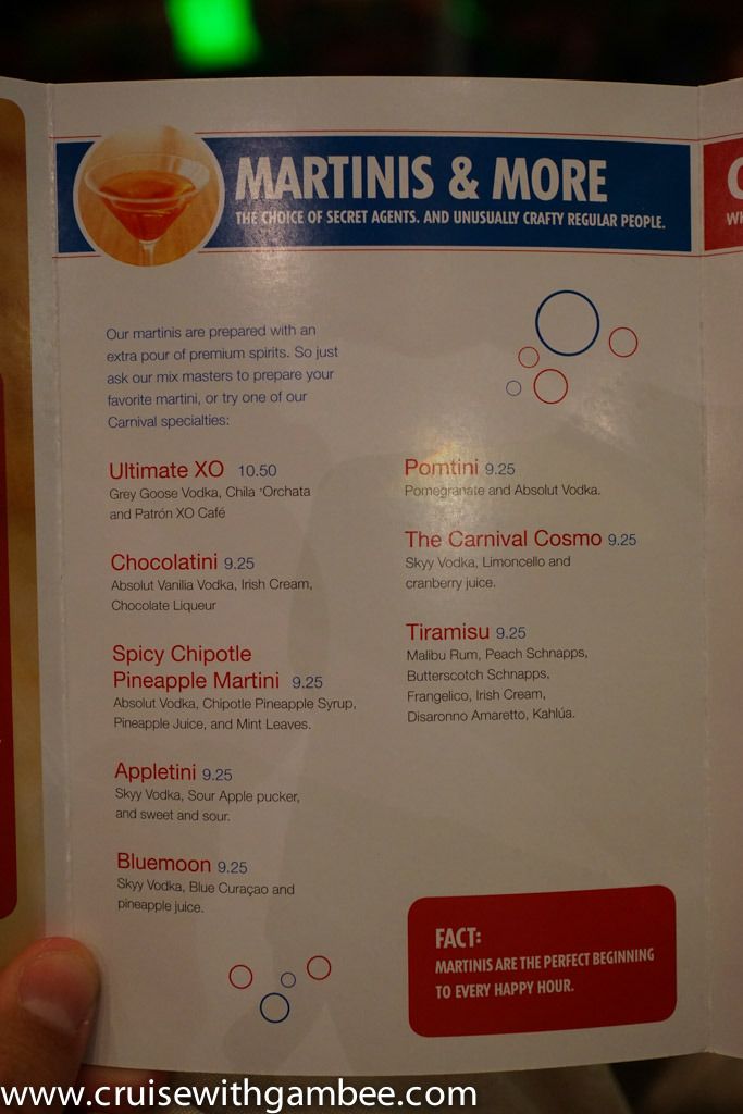 Carnival Cruise Line Drink Prices cruise with gambee